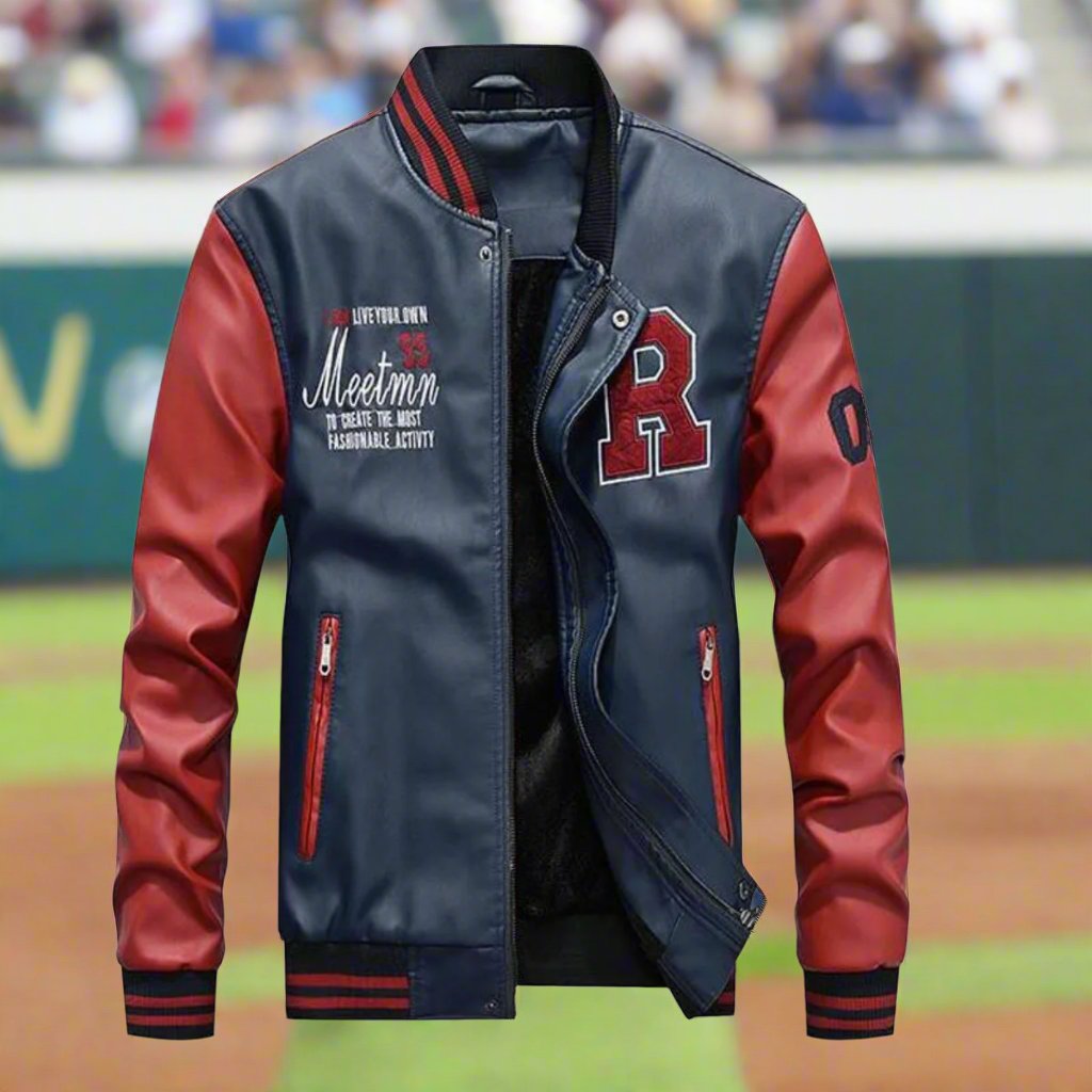 Men's Synthetic Leather Baseball Jacket