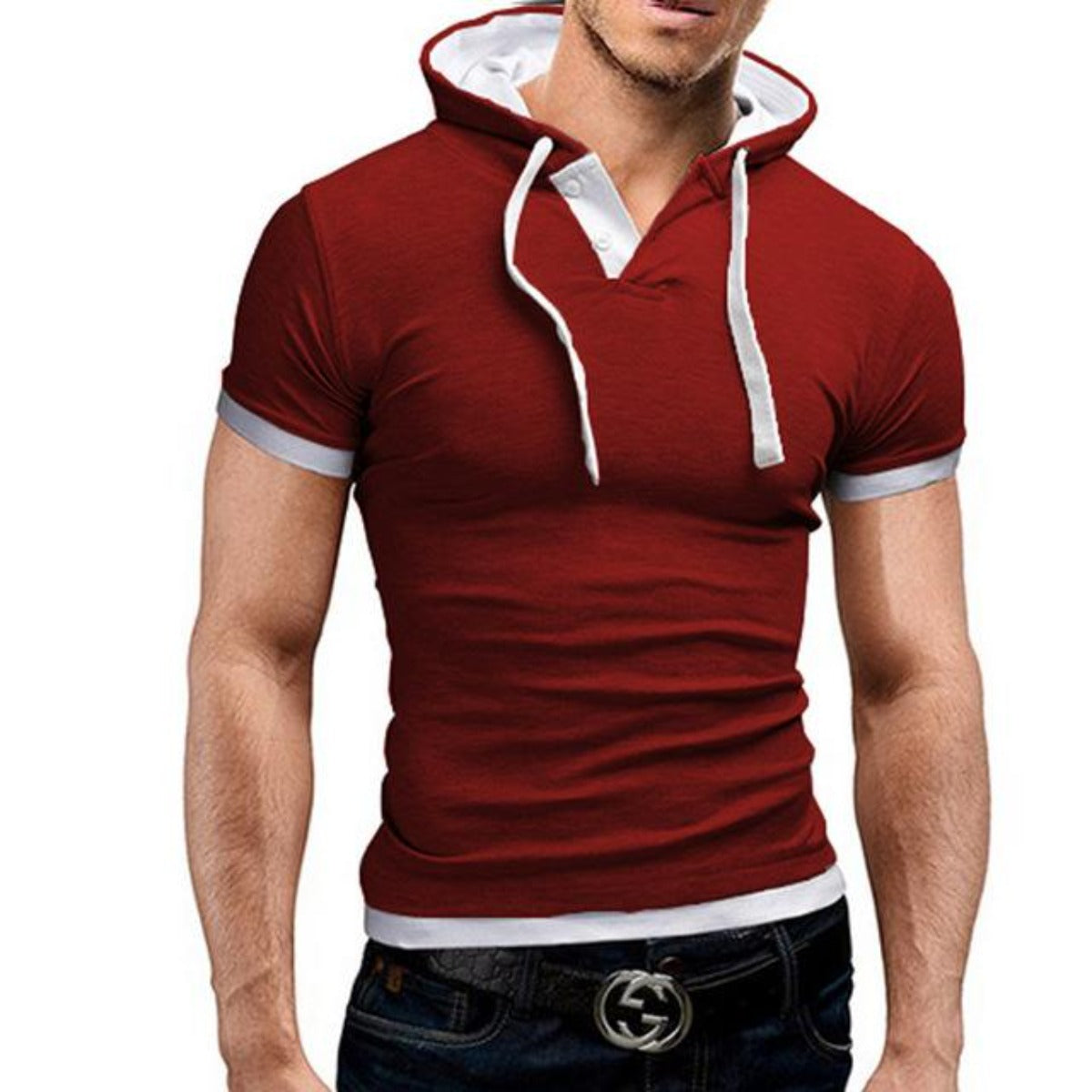 Short Sleeve Hooded Tee for Men