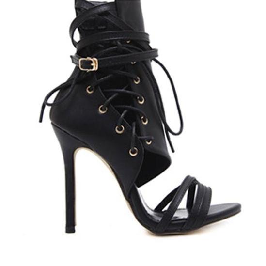 High Heel Sandals with Laces