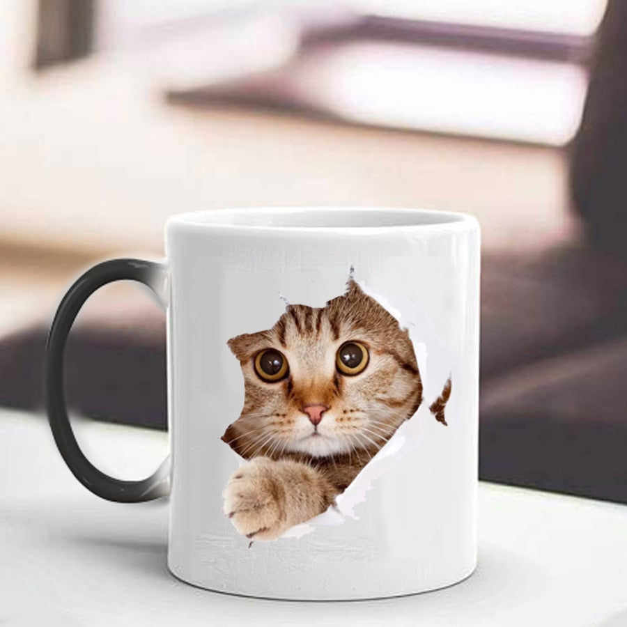 Colorful Ceramic Coffee Mug with Charming Cat Design