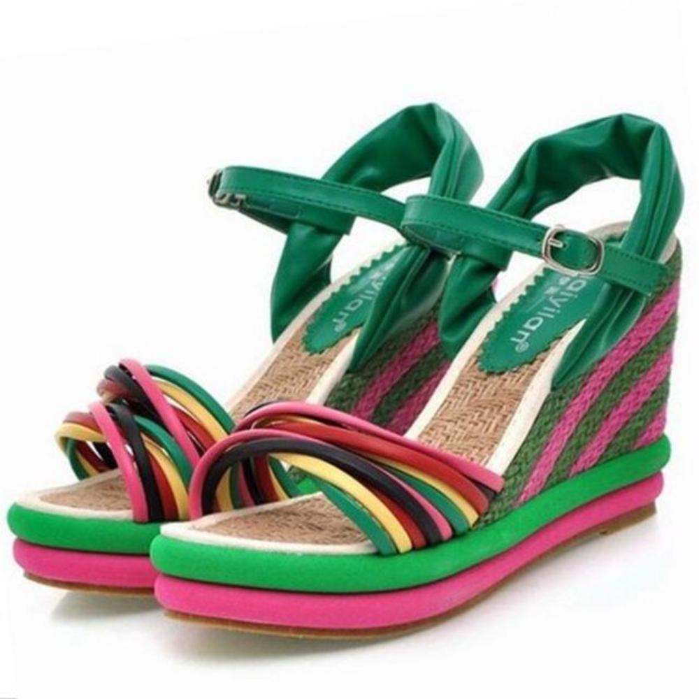 Colorful Summer Sandals with Cross-over Platform Design for Women