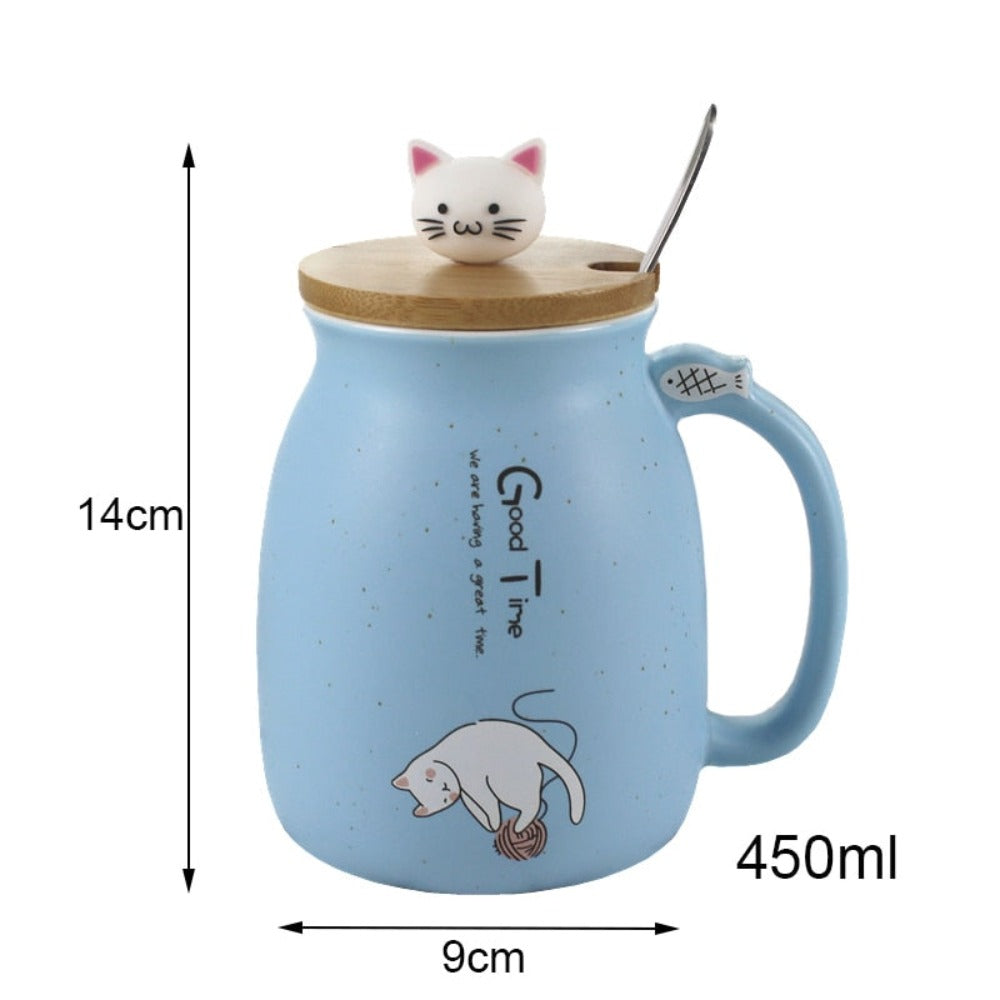 Cute Cartoon Cat Ceramic Coffee Mug