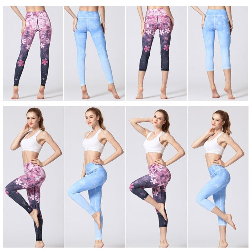 Slim Fit High Waist Floral Yoga Leggings for Women