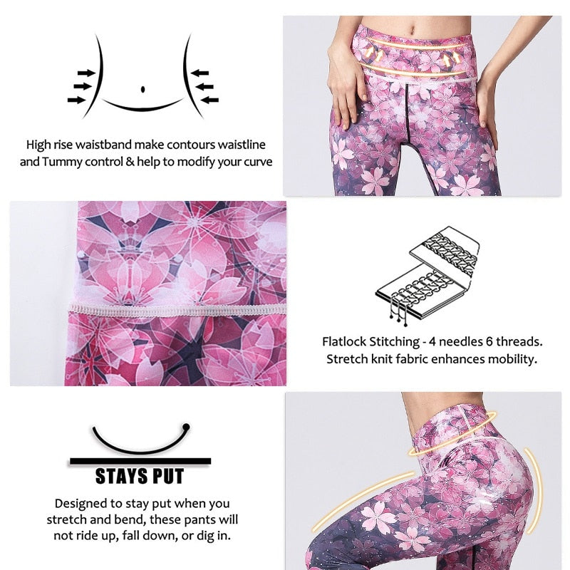 Slim Fit High Waist Floral Yoga Leggings for Women