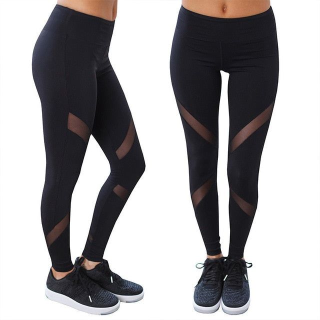 Slim-Fit Yoga Leggings with Mesh Detailing for Women