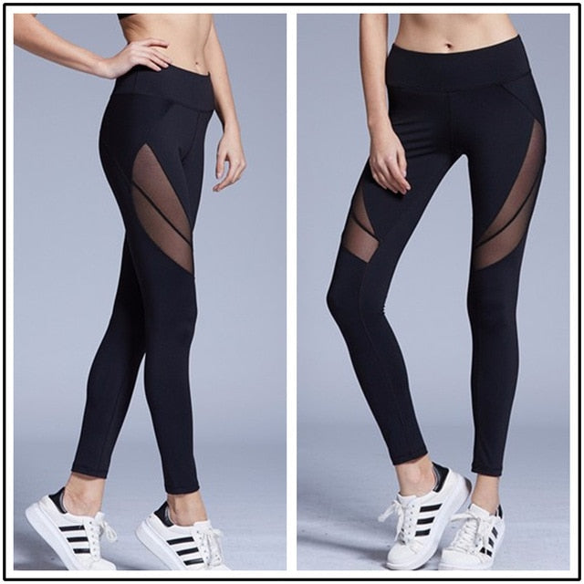 Slim-Fit Yoga Leggings with Mesh Detailing for Women