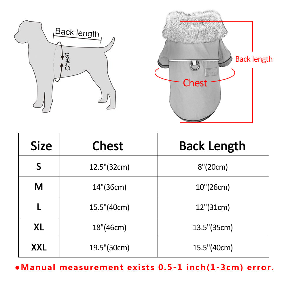 Water-Resistant Faux Leather Canine Jacket with Faux Fur Collar