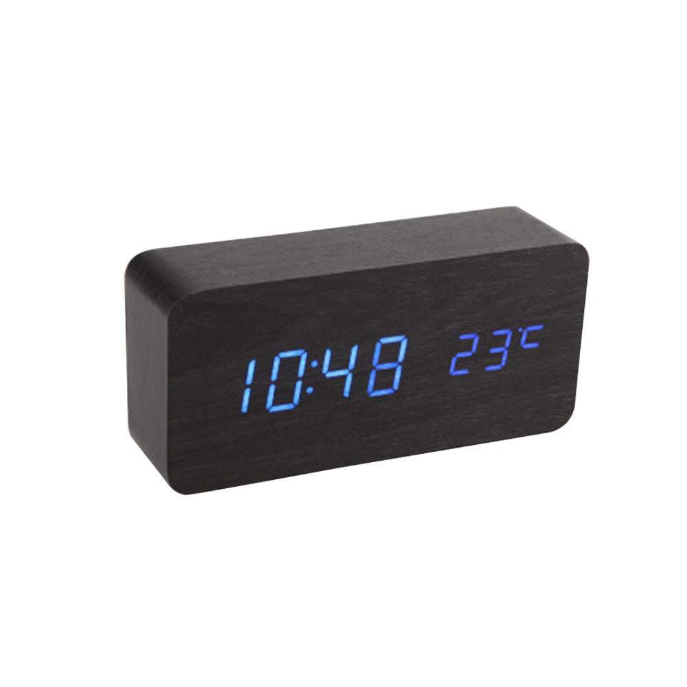Wooden LED Digital Clock with Temperature Indicator