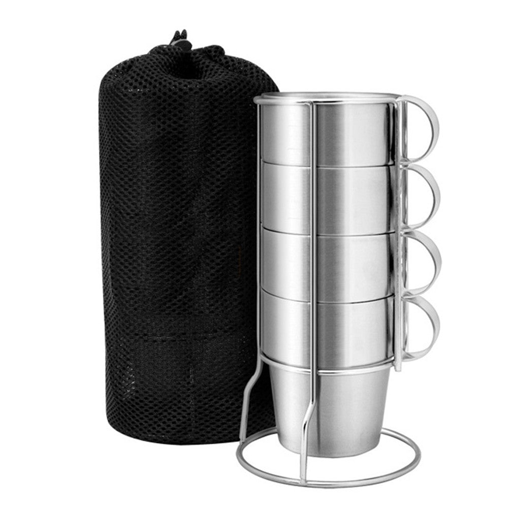 Stainless Steel Double Layer Coffee Mugs - Set of 4