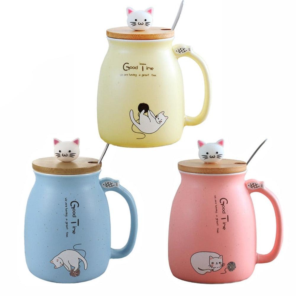 Cute Cartoon Cat Ceramic Coffee Mug