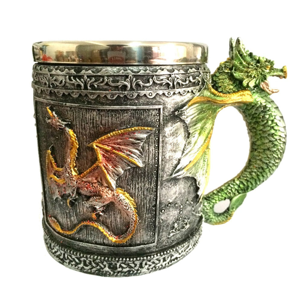 Dragon Design Stainless Steel Mug - 12oz Capacity
