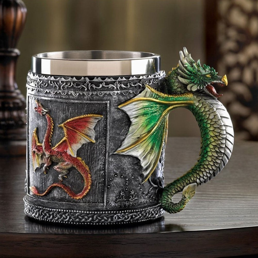 Dragon Design Stainless Steel Mug - 12oz Capacity