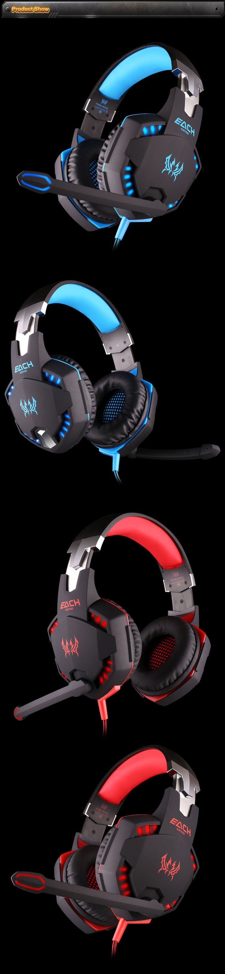 G21Z Vibrating LED Gaming Headset with Mic - Dragon Stealth