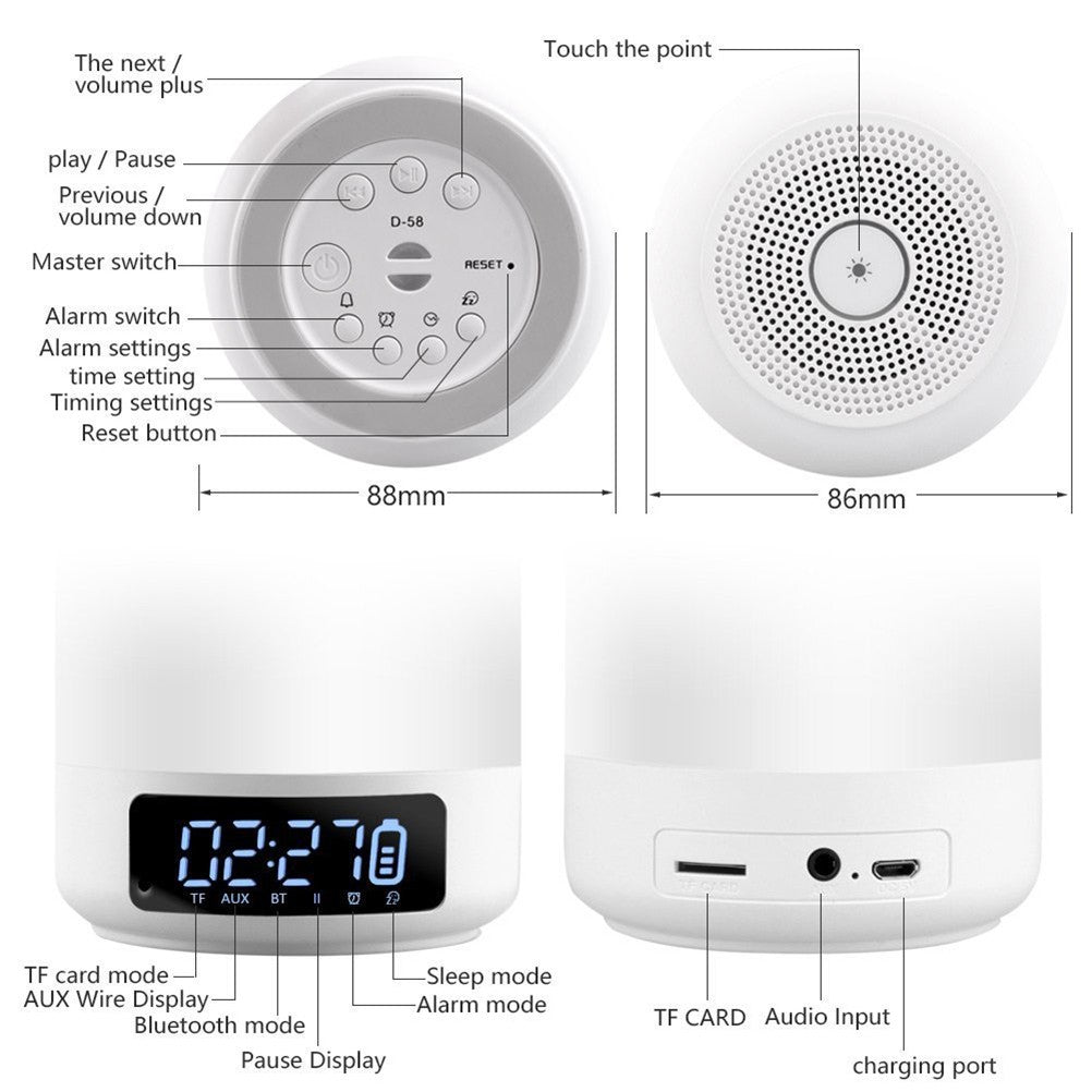 Enhanced Wireless Bluetooth Speaker with Touch-Activated Colorful LED and Powerful Bass