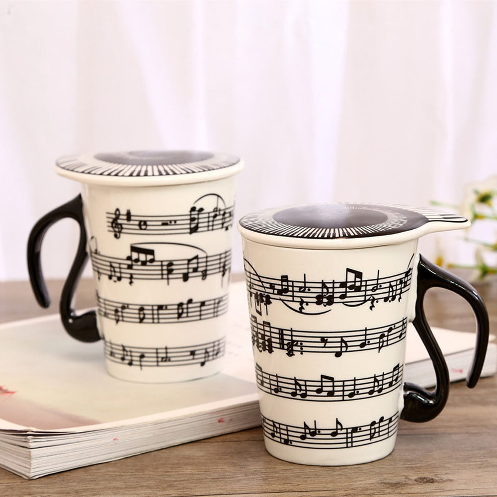 Musical Inspiration Ceramic Coffee Mug with Piano Lid