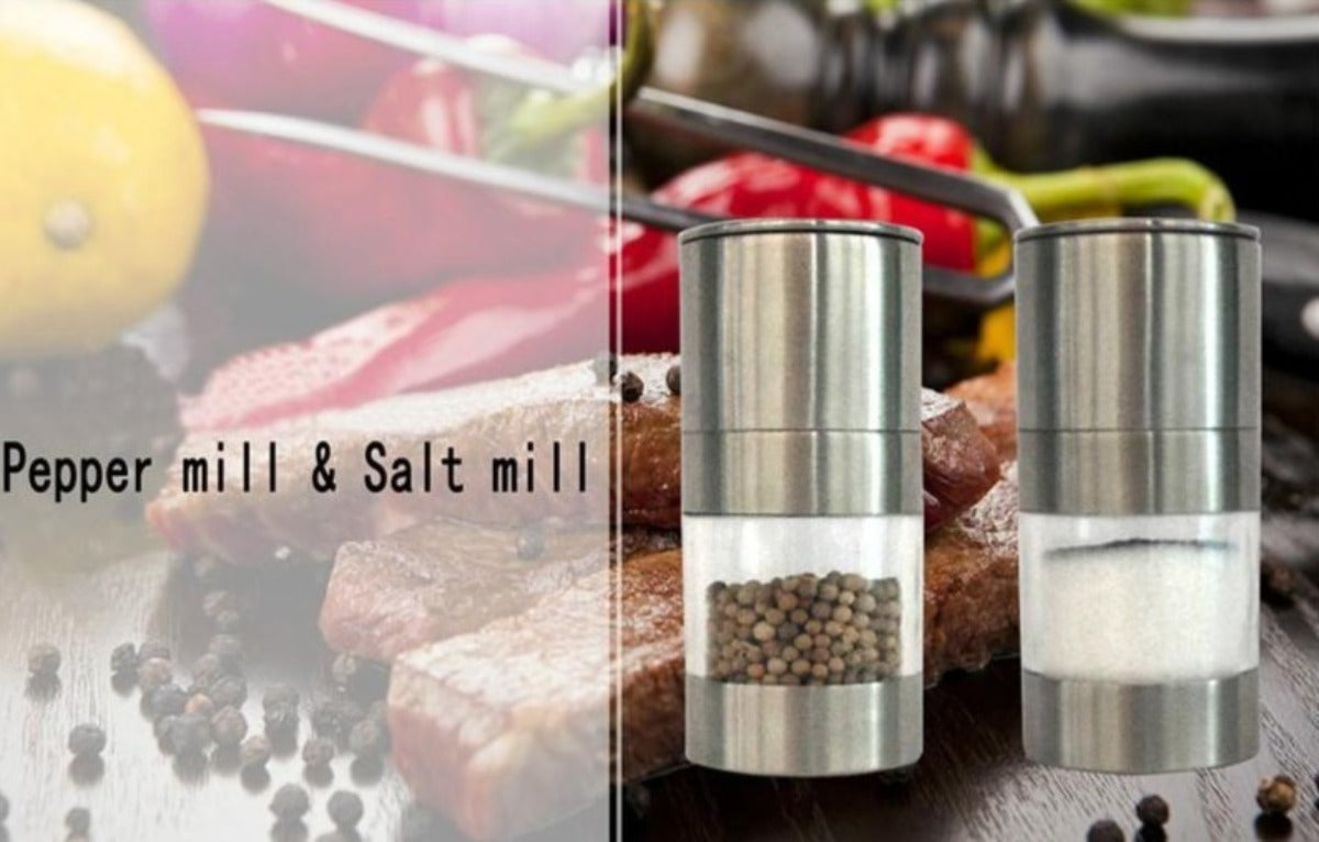Stainless Steel Manual Salt and Pepper Grinder Set (2 Containers) with Premium Quality