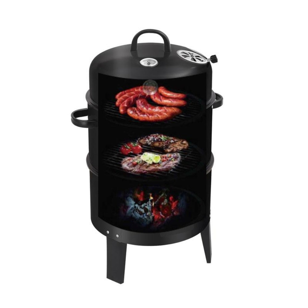 Outdoor BBQ Roaster with Triple Layer Functionality