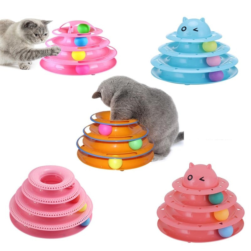 Multi-layer Foldable Interactive Cat Toy with Turntable Design