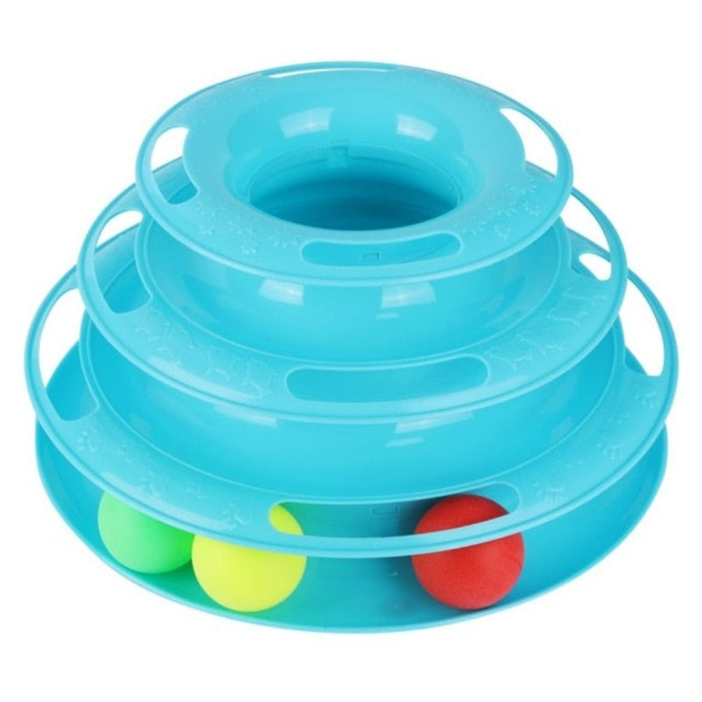 Multi-layer Foldable Interactive Cat Toy with Turntable Design