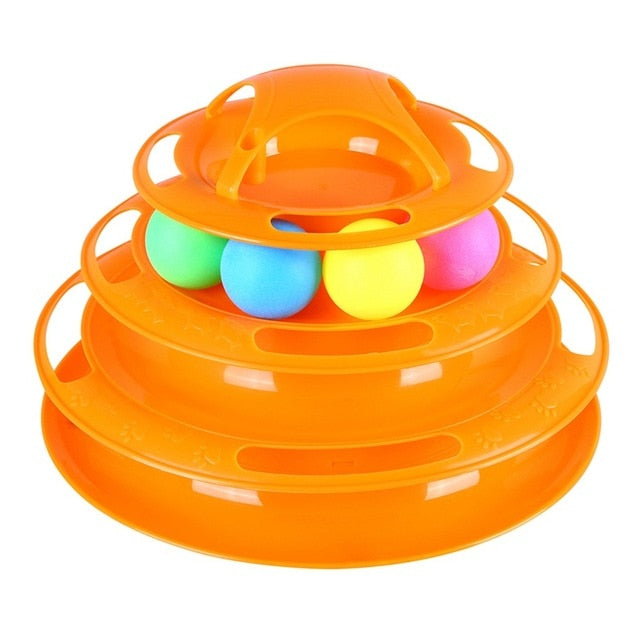 Multi-layer Foldable Interactive Cat Toy with Turntable Design