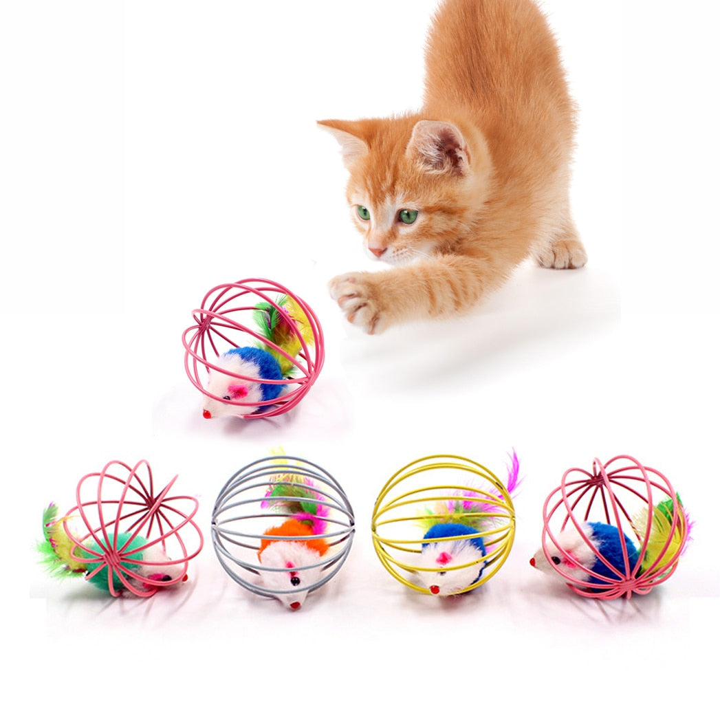 Hilarious Spinning Cat Toy Set with 5 Cages