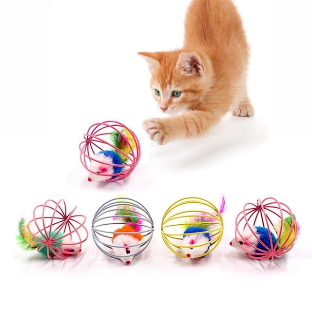 Hilarious Spinning Cat Toy Set with 5 Cages