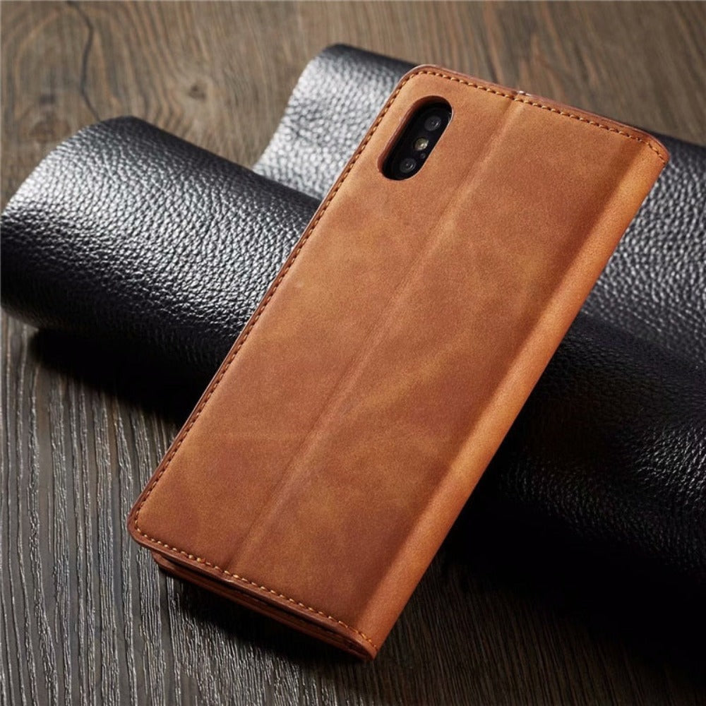 Magnetic Leather Card Holder Flip Case for iPhone Series 10 to 14