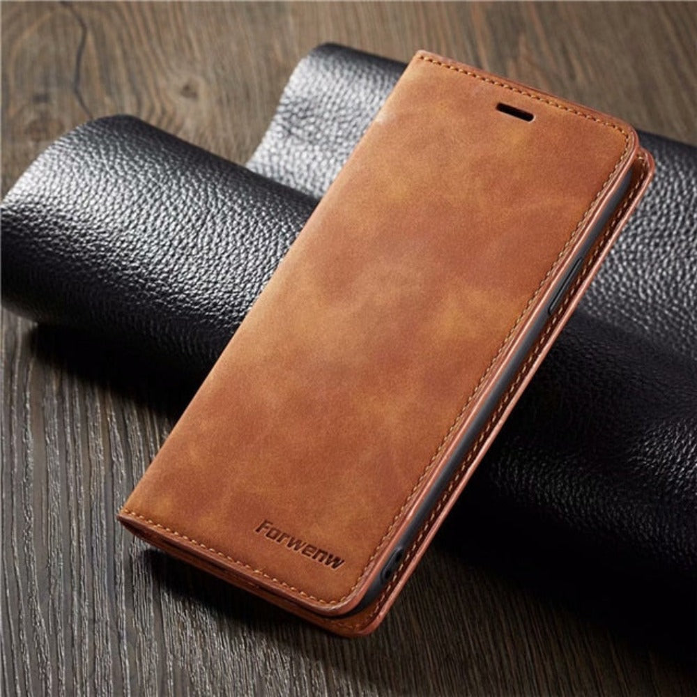 Magnetic Leather Card Holder Flip Case for iPhone Series 10 to 14