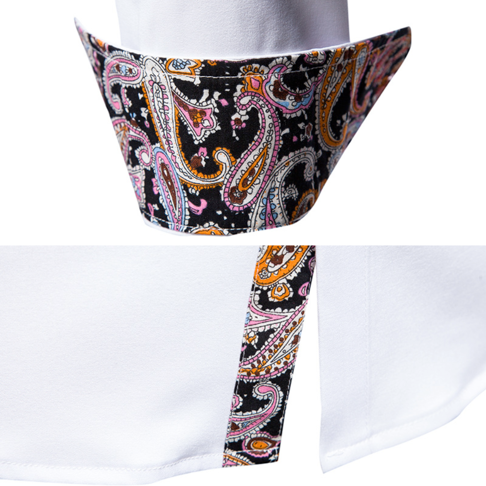 Button-Down Men's Shirt with Botanical Accents