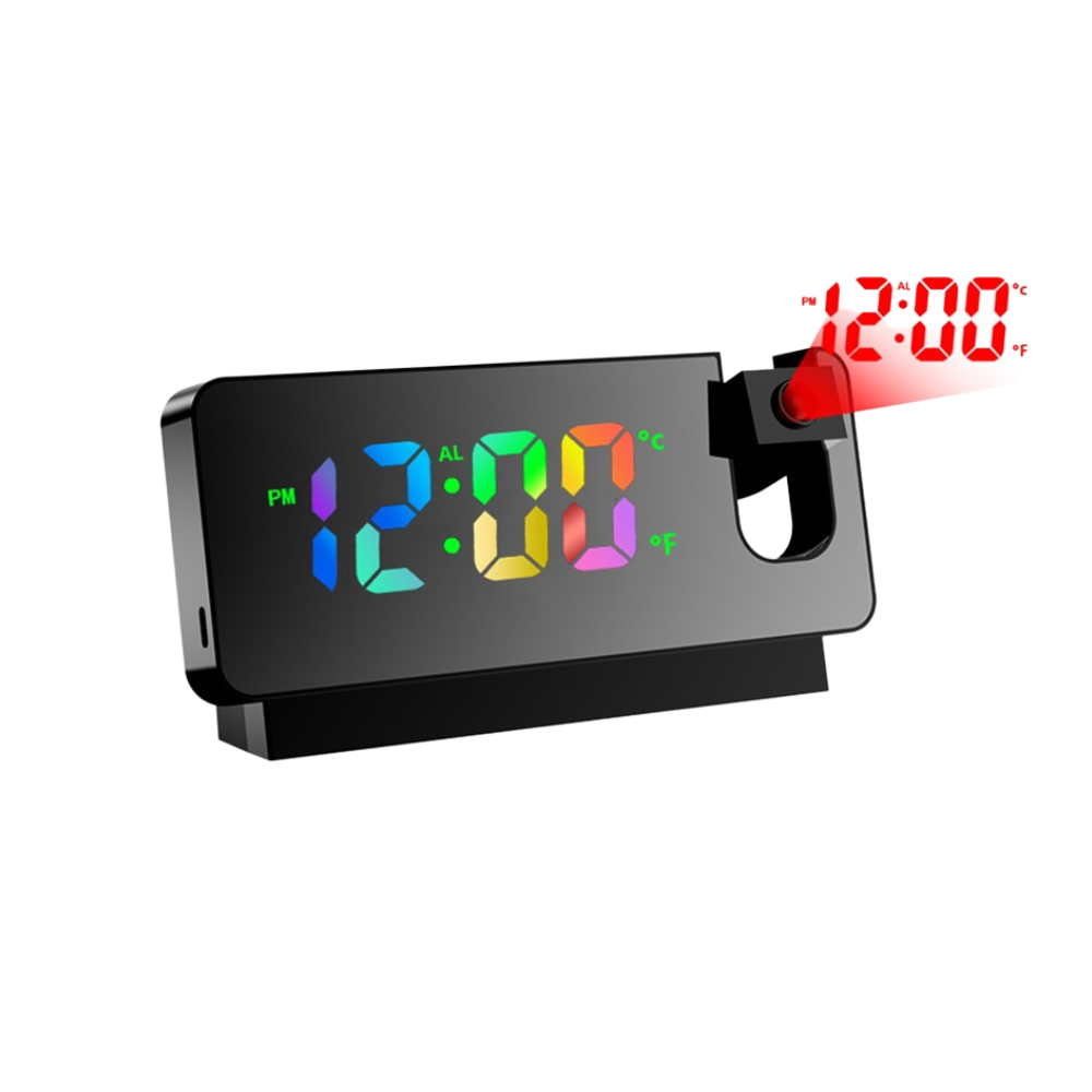 Digital Projection Alarm Clock with Adjustable LED Display