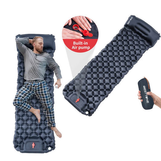 Inflatable Outdoor Mat with Pump and Neck Support