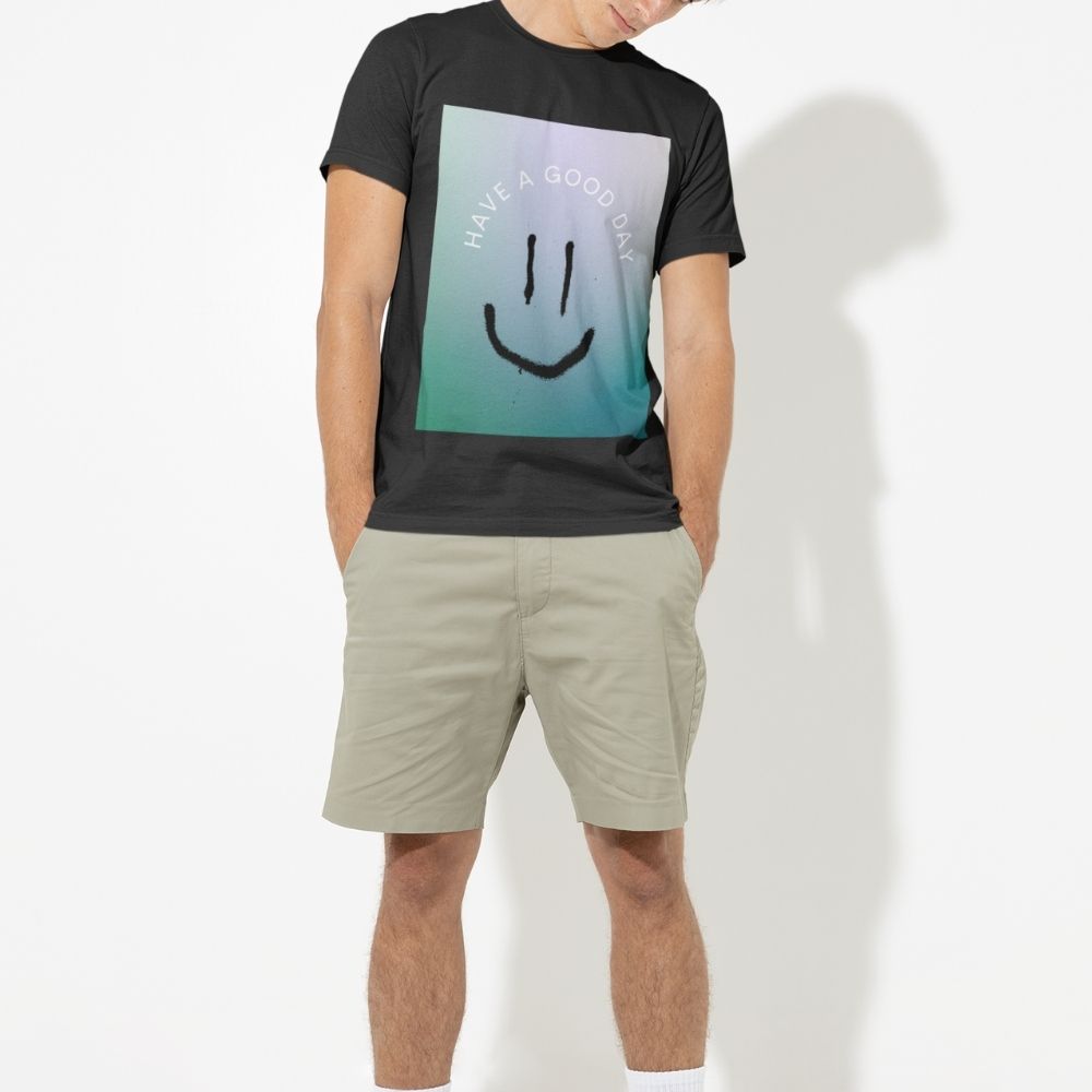 Cheerful Logo Tee for Men to Start the Day Right