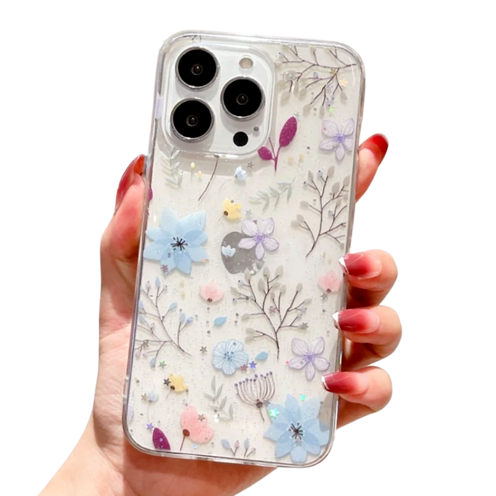 Sparkling Blue Floral iPhone Case