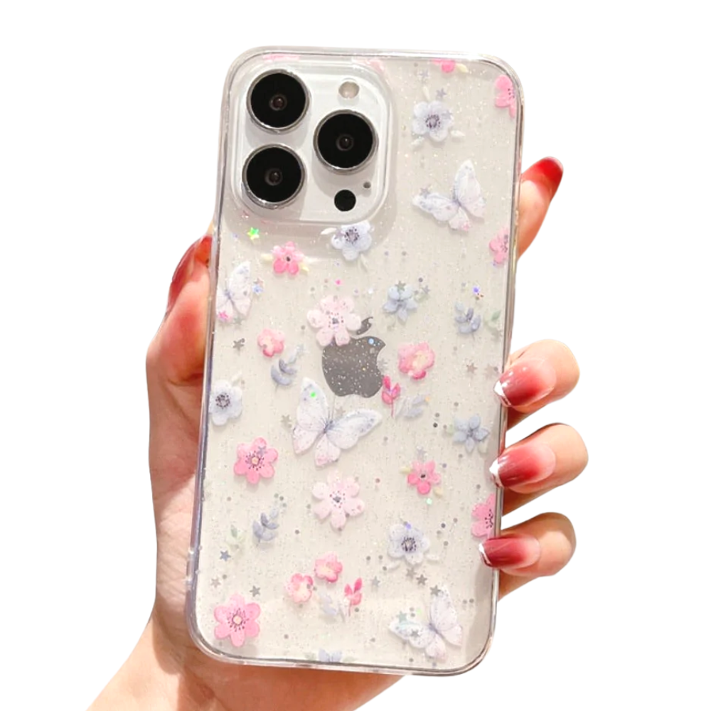 Butterfly Clear Glitter iPhone Case