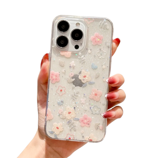 Sparkling Clear Case with Cherry Blossom Design