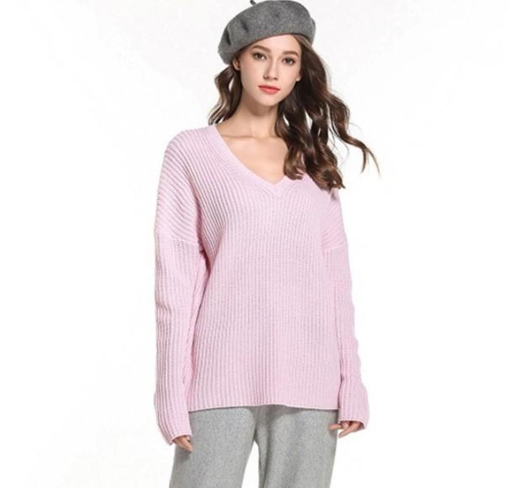 Casual Sweater for Women with a V Neck Design