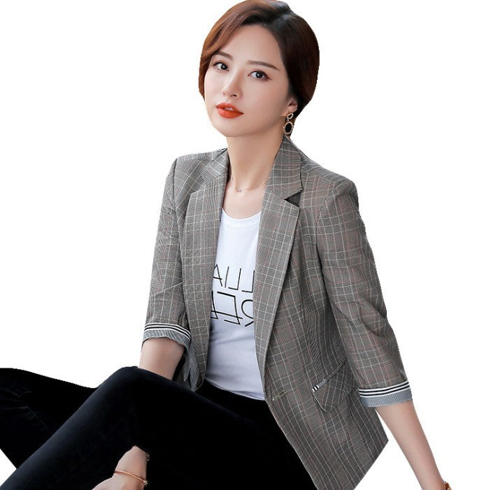 Slim Fit Blazer with Three-Quarter Sleeves for Women