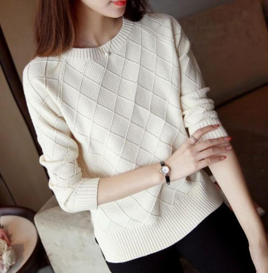Slim-Fit Knit Top for Women with Round Neckline