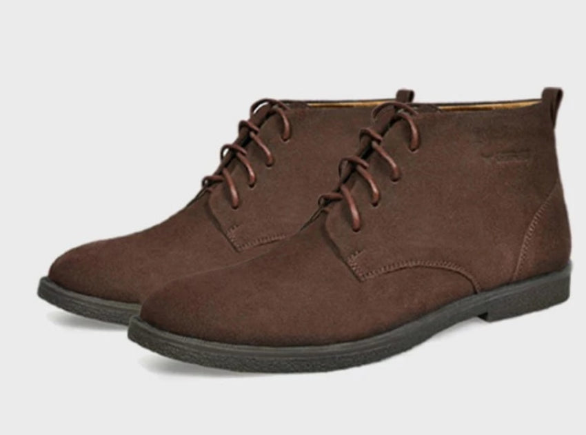 Suede Lace-up Ankle Boots for Men's Casual Wear