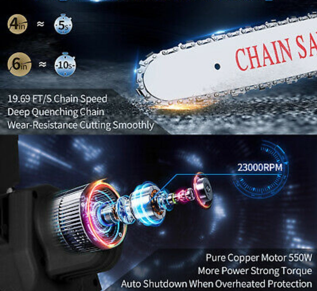 Compact 4 Inch Electric Chainsaw for Efficient Gardening