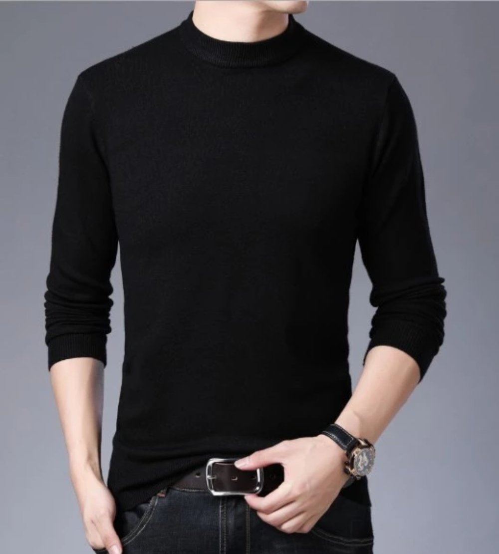 Slim Fit Sweater for Men with Round Neck