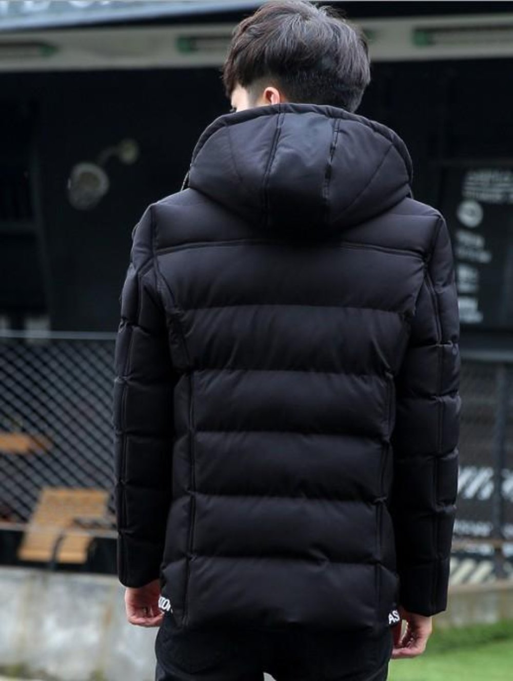 High Collar Men's Puffer Jacket with Detachable Hood