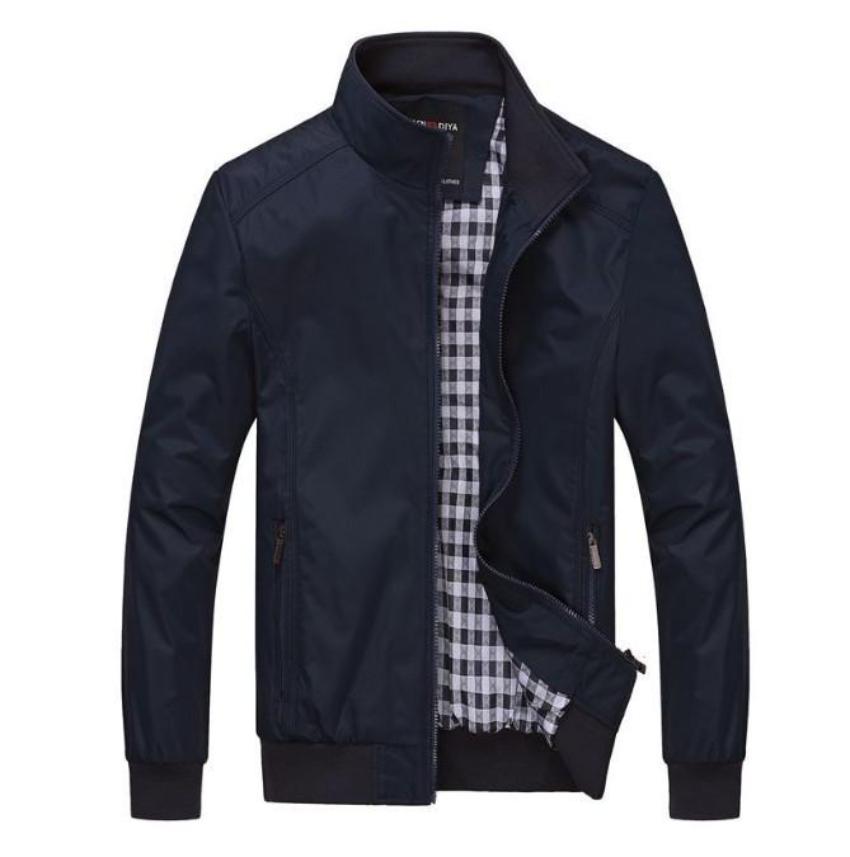 Zippered Jacket with Stand Collar for Men