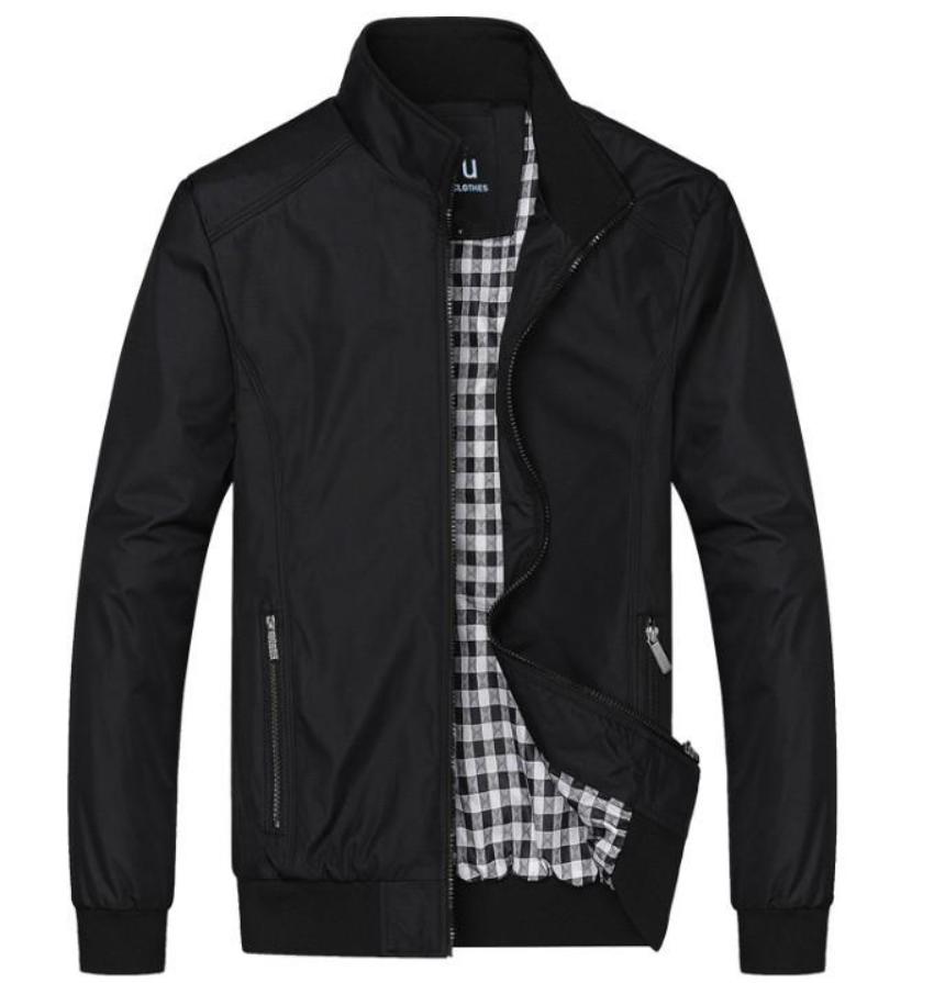 Zippered Jacket with Stand Collar for Men