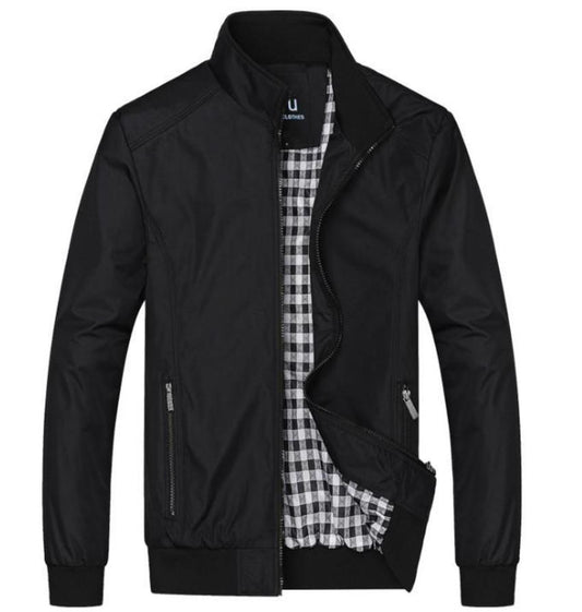 Zippered Jacket with Stand Collar for Men