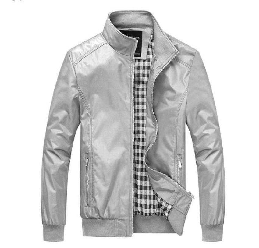 Zippered Jacket with Stand Collar for Men