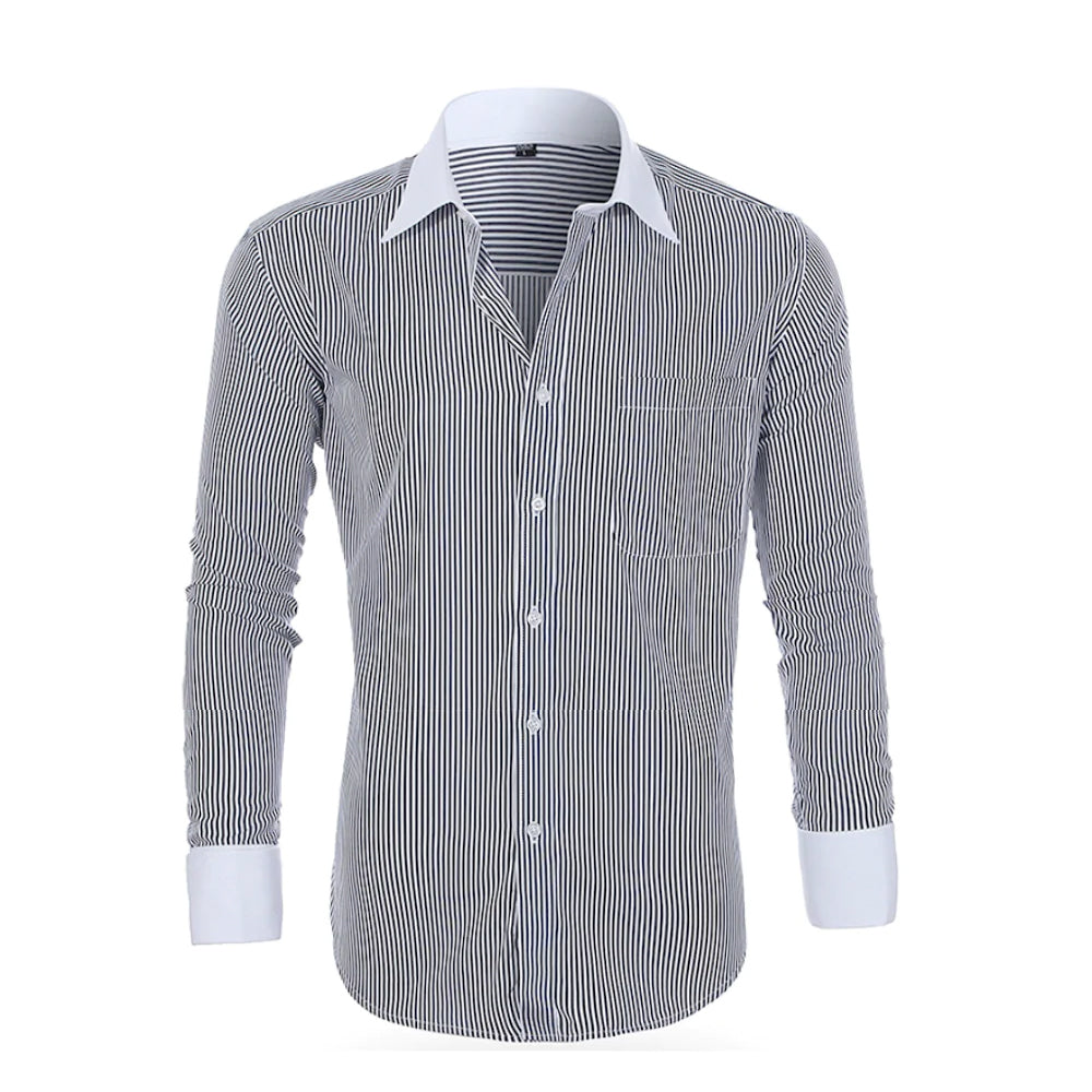Contrast Cuff Pinstripe Men's Shirt