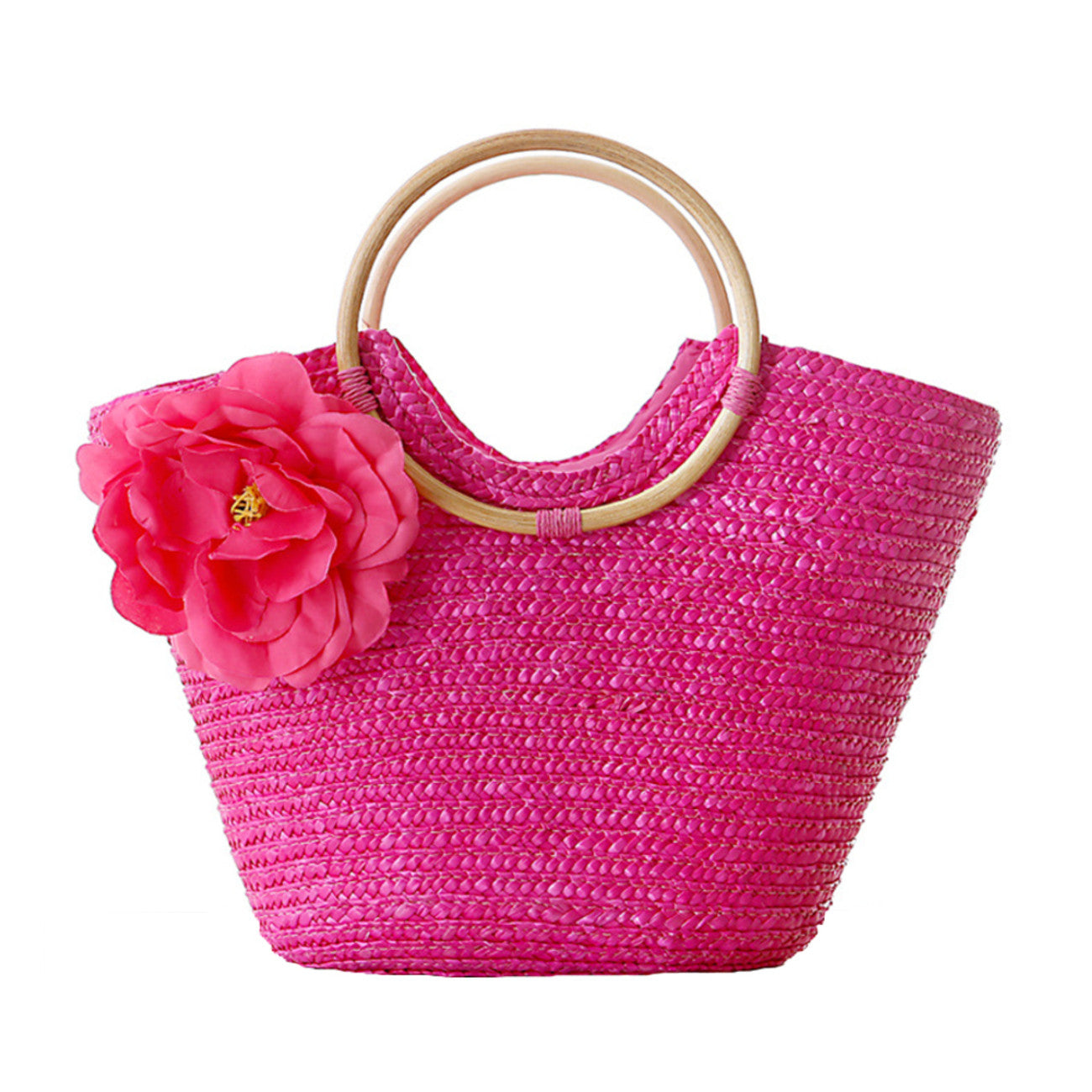 Coseey Floral Woven Straw Tote Bag