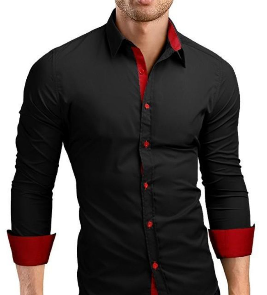 Slim-Fit Long Sleeve Button-Up Shirt for Men