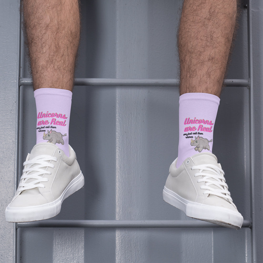 Funny Novelty Socks: Rhino Design with a Unicorn Twist